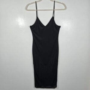 Aria Clothing Black Sheer Mesh Bodycon Dress w/ Built In Bodysuit Size Small